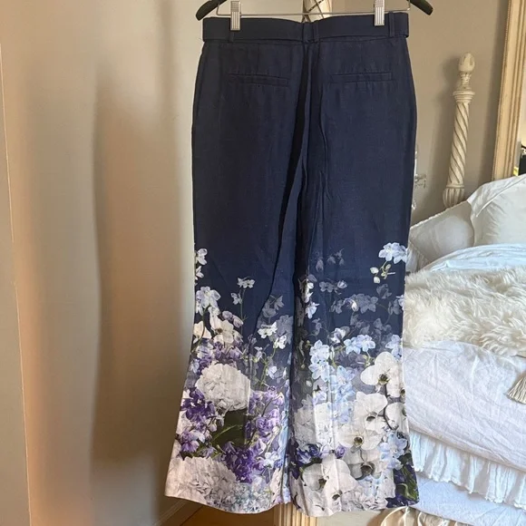 Zimmermann Navy Floral Pants with Belt